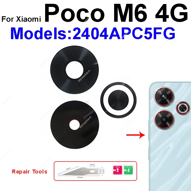 عدسة زجاجية للكاميرا لهاتف Xiaomi Poco M6 X7 F6 F7 Pro Plus 4G 5G عدسة خلفية مع ملصق لاصق استبدال قطع الغيار الصغيرة