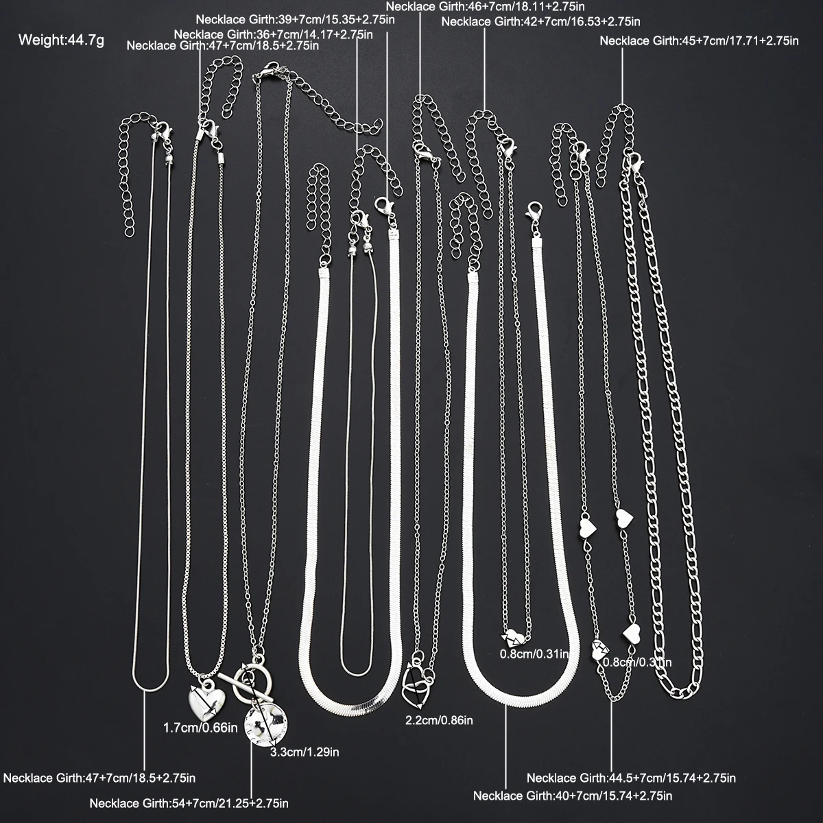 10 قطعة/المجموعة المرأة بسيطة تكويم قلادة القلائد مجموعة موضة الحب القلب متعدد الطبقات القلائد الإناث مجوهرات الحفلات هدايا 2025 #6