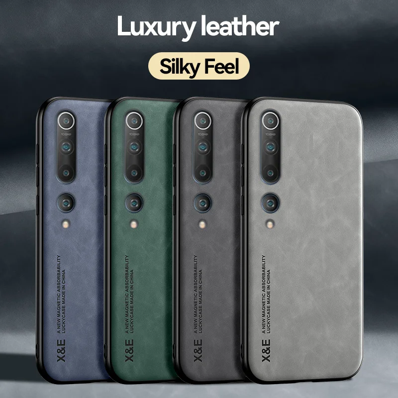 For Xiaomi Mi10 Case Luxury Leather Car Magnetic Holder Back Cover For Xiomi Xiaomy Xiaomi Mi 10 5G Soft Frame Shockproof Coque