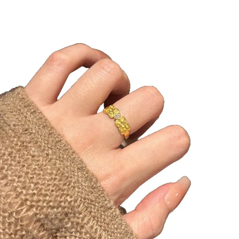 القرون الوسطى خمر الماس مجموعة الذهب القوس افتتاح حلقة الأزياء الخفيفة الفاخرة المتخصصة افتتاح حلقة قابلة للتعديل #5