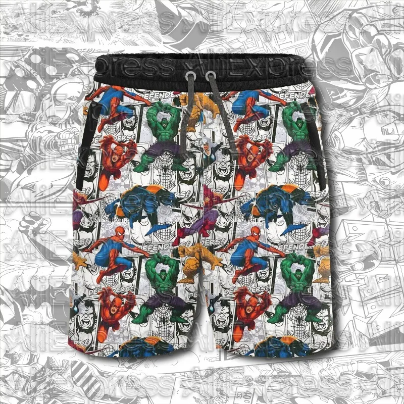 

2025 Summer Miniso Superhero Hulk Cartoon Children's Shorts Marvel Spider Man Boys' Shorts Boys' Summer Shorts Quick Drying