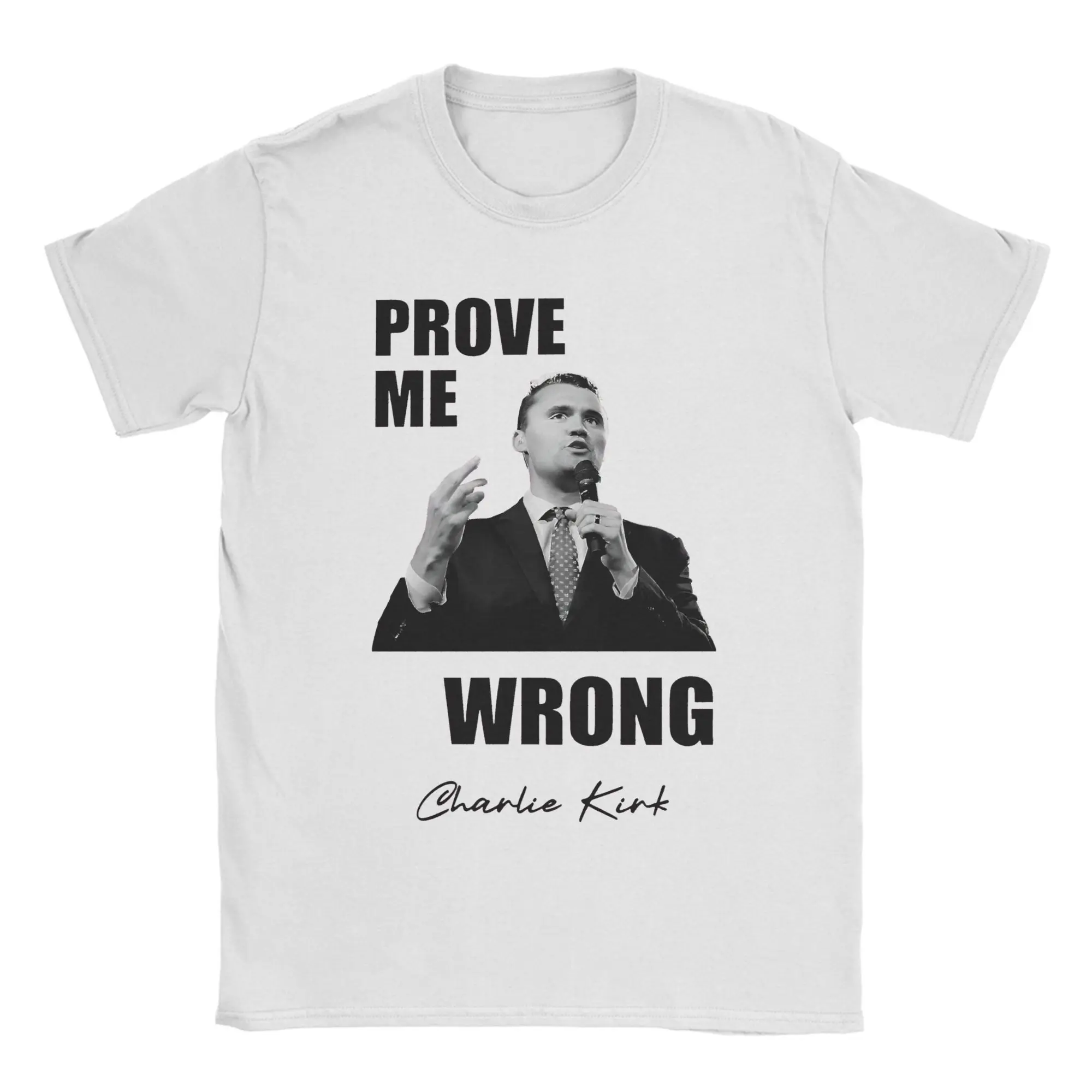 Charlie Kirk Prove Me Wrong T-shirt esthétique d'été pour homme en coton à col rond, grande taille, manches courtes