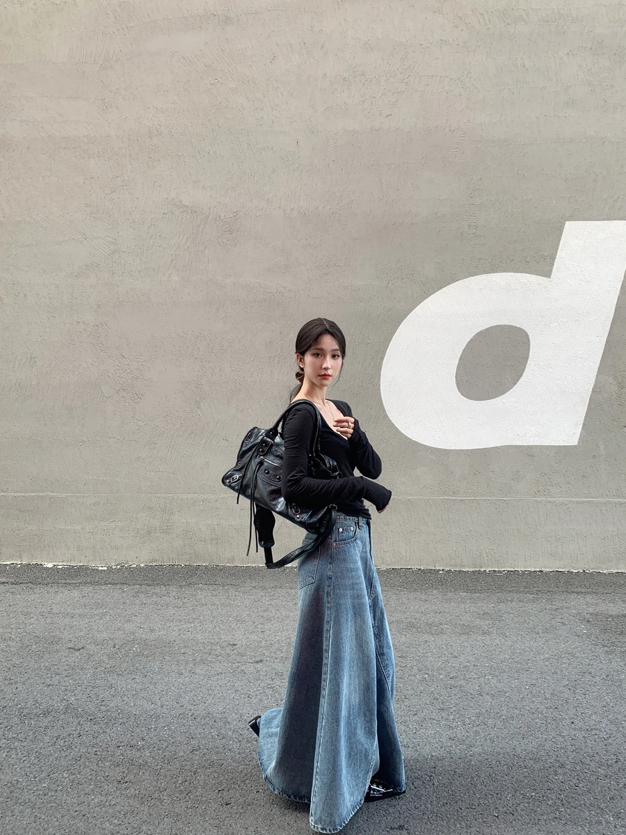 SMBL RAIN Vintage Yıkanmış Mav - Denim Skirt Midi Vintage incelemesi ve fiyatı