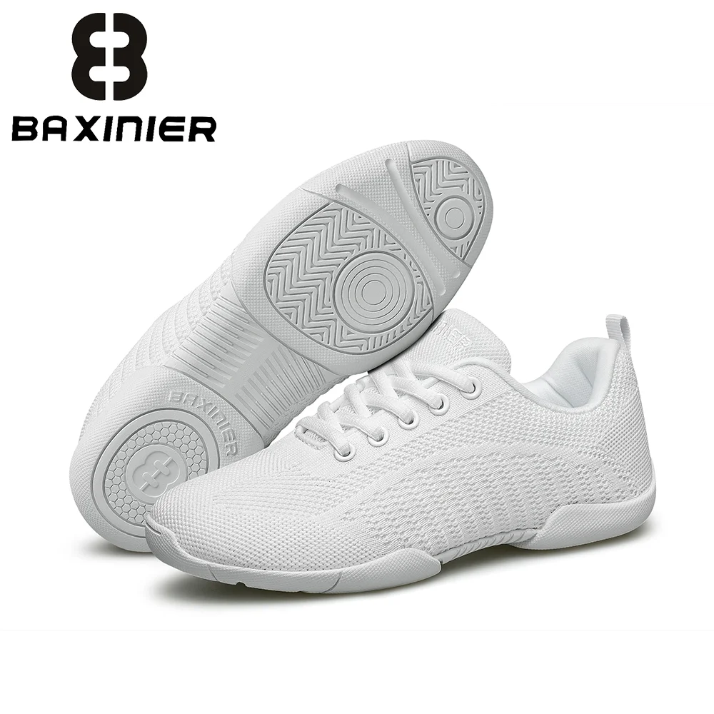 

BAXINIER White Female Cheer Shoes Lightweight Dance Tennis Training Sneakers Ventilated Cushioned Performance