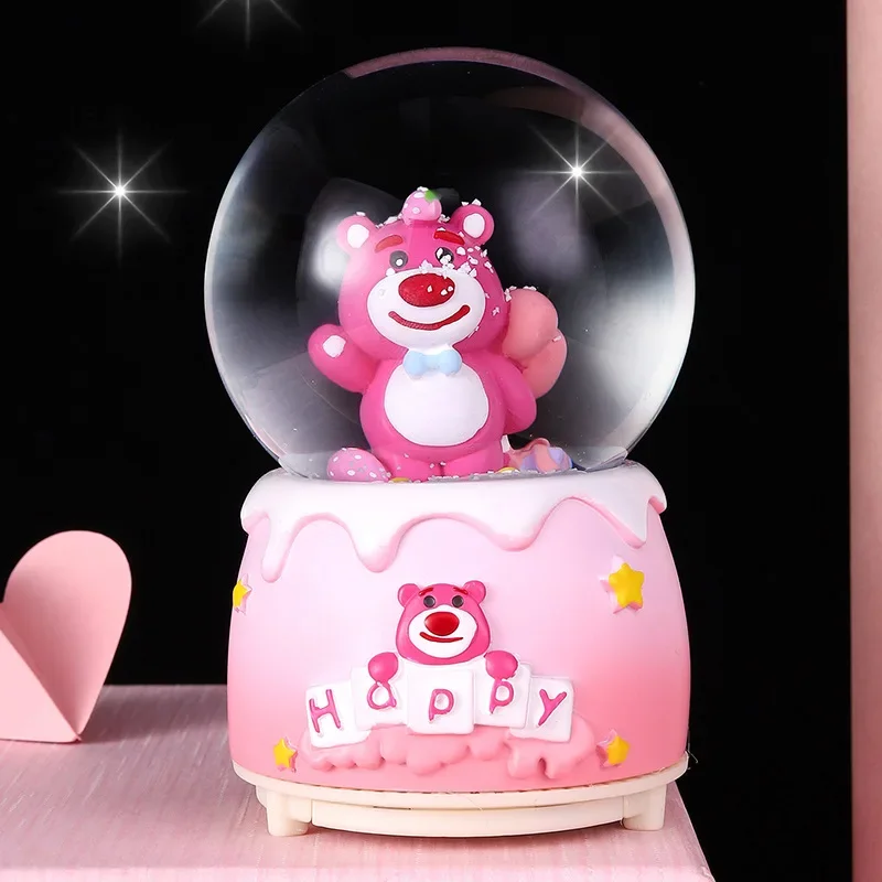 Disney Christmas Home Resin Decoration LED light Frozen Fairy Tale Princess castle Crystal Ball Music Box statue with snowflake