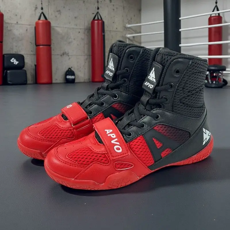 Professional Wrestling Shoes Boxing Fighting Leather Sneakers Plus Size 39-47 Indoor Soft Sole Training Competition Sports Boots