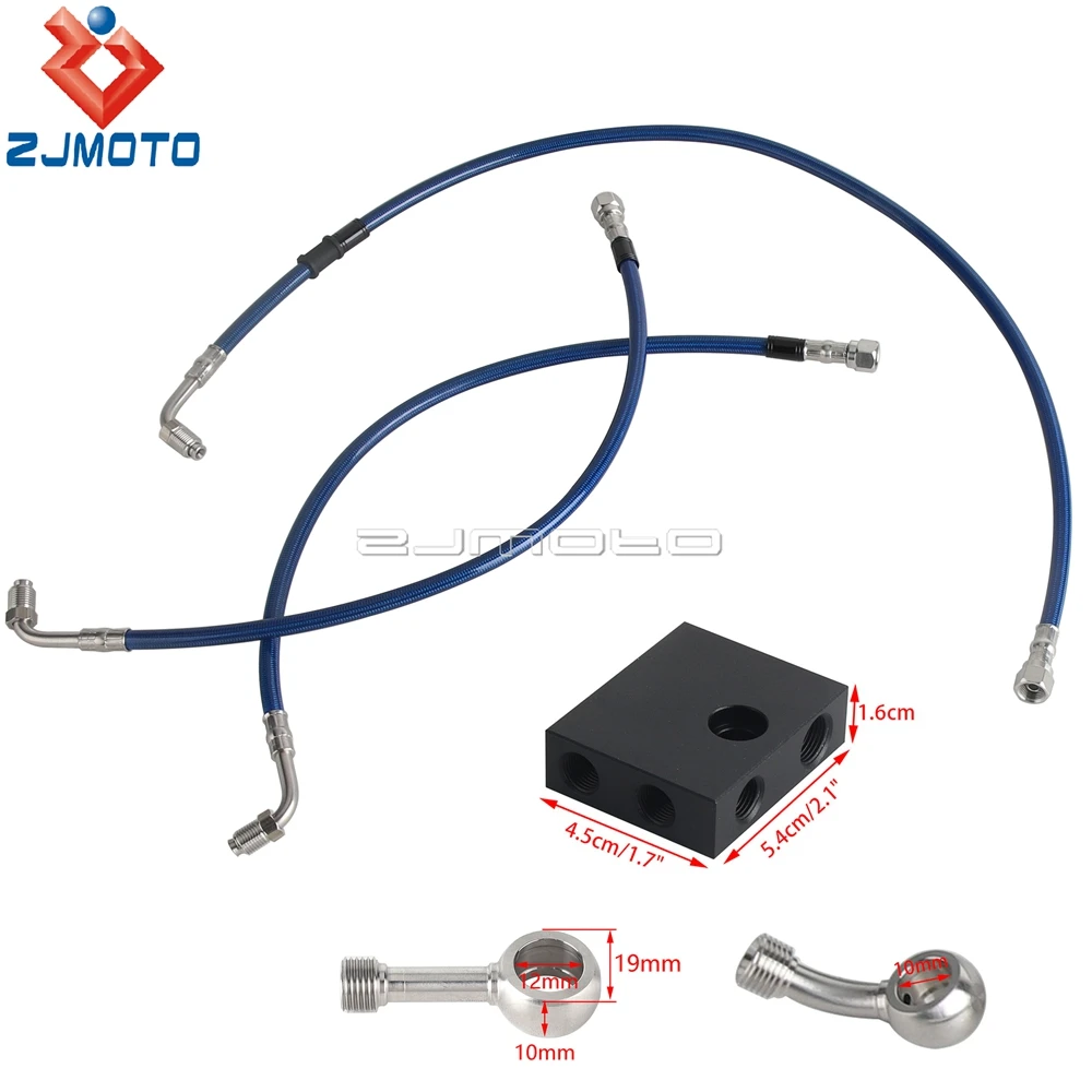 خطوط الفرامل الموسعة للدراجات النارية 180 ° 12 مللي متر 10 مللي متر بانجو العلوي السفلي خرطوم الفرامل أنبوب ل هارلي دينا منخفضة رايدر S FXDL FXDLS 2014-17 #2