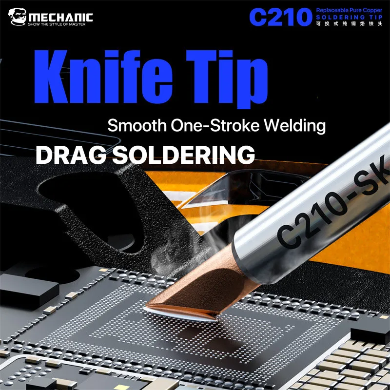 MECHANIC C210 Pure Copper Soldering Tips Replaceable Plug Pull Solder Iron Head SK TI TS Tip For C210 Soldering Station