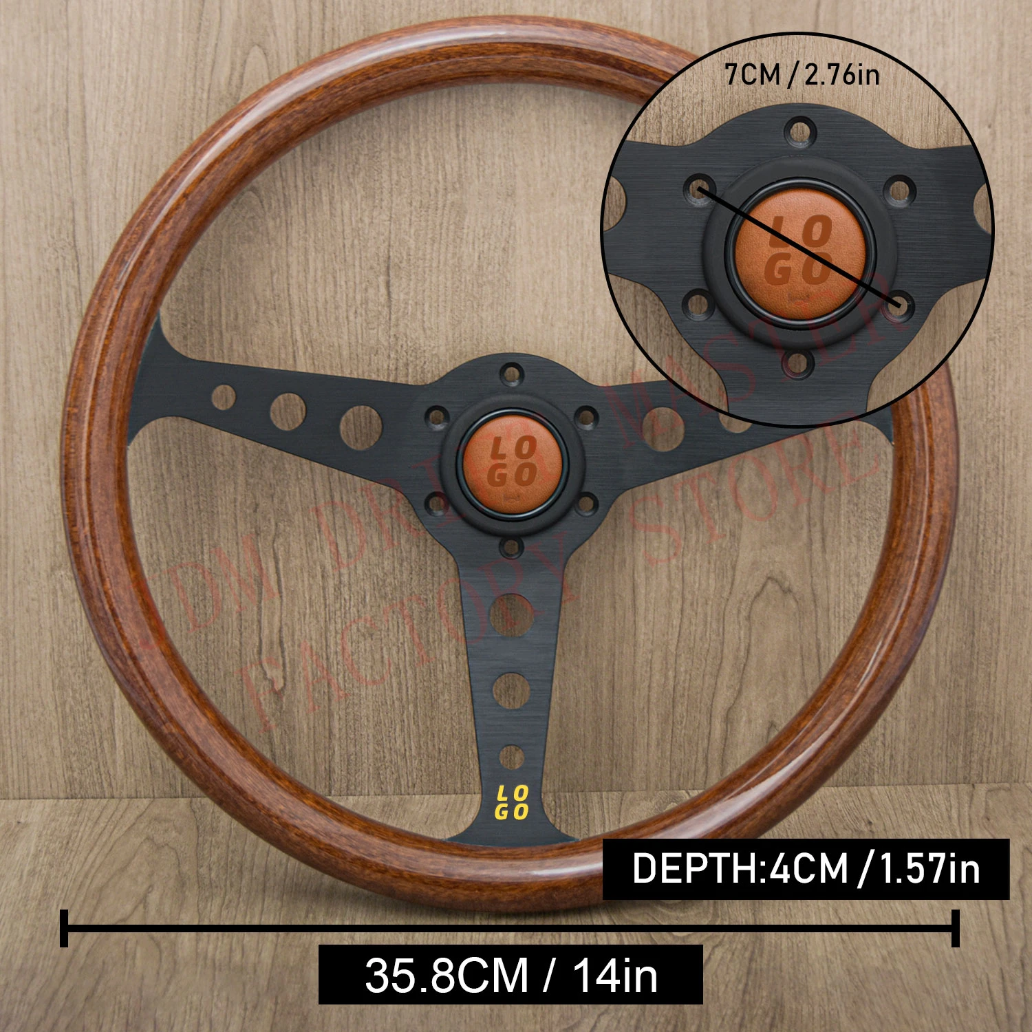 JDM Heritage Vintage MOMO Classic Wood Steering Wheel 14inch Universal Racing Sport Steering Wheel