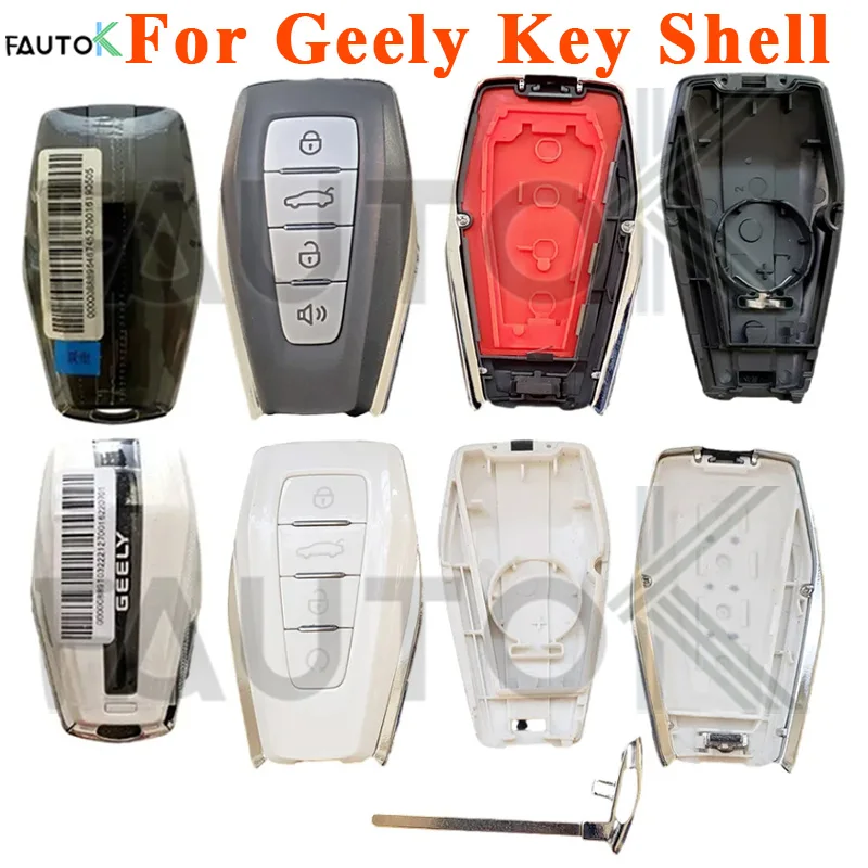 Geely Original 4 Button Keyless Smart Remote Car Key Case Shell For Okavango Azkarra Atlas Coolray Monjaro KX11 Emgrand X7 X3 S1