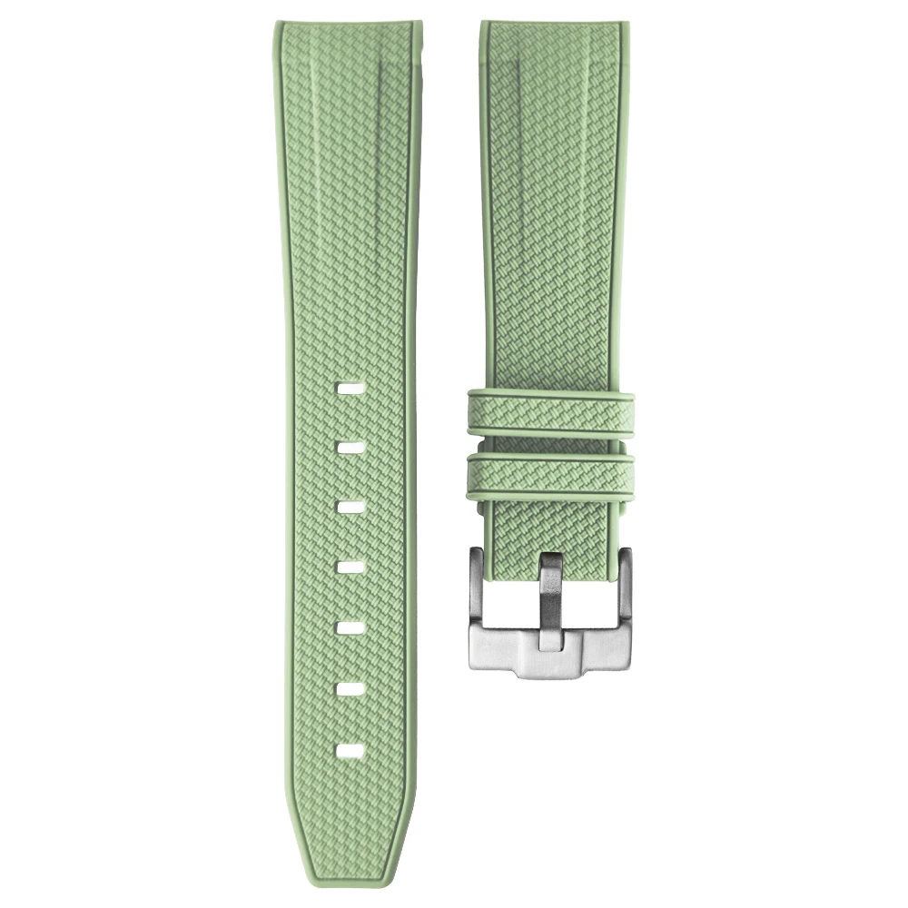 19mm 20mm Natural Rubber Curved End Watchband for Omega Speedmaster Moonwatch Seamaster Diver 300M Silicone Colorful Watch Strap