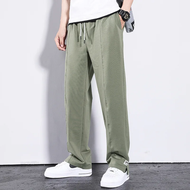 

Spring Casual Pants Men's Loose Straight Sweatpants Elastic Waist Wide Legs Split Sports Sweatpants Pants Men Clothing Bape