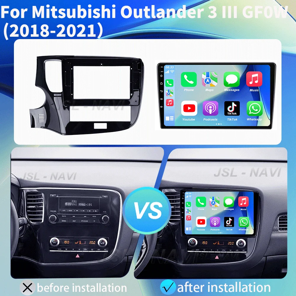 أندرويد 15 Carplay Auto 2K شاشة راديو السيارة مشغل وسائط متعددة لميتسوبيشي أوتلاندر 3 GF0W GG0W 2018 - 2021 Autoradio ستيريو #2