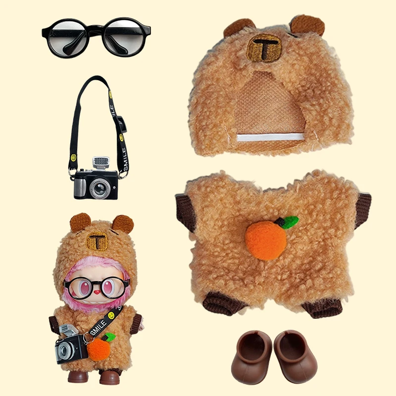 Vestiti di moda Ropa Labubu Vestiti Outfit Accessori per bambole per 15/17 cm Labubu V2 V1 Bretelle per bambole di peluche Vestito