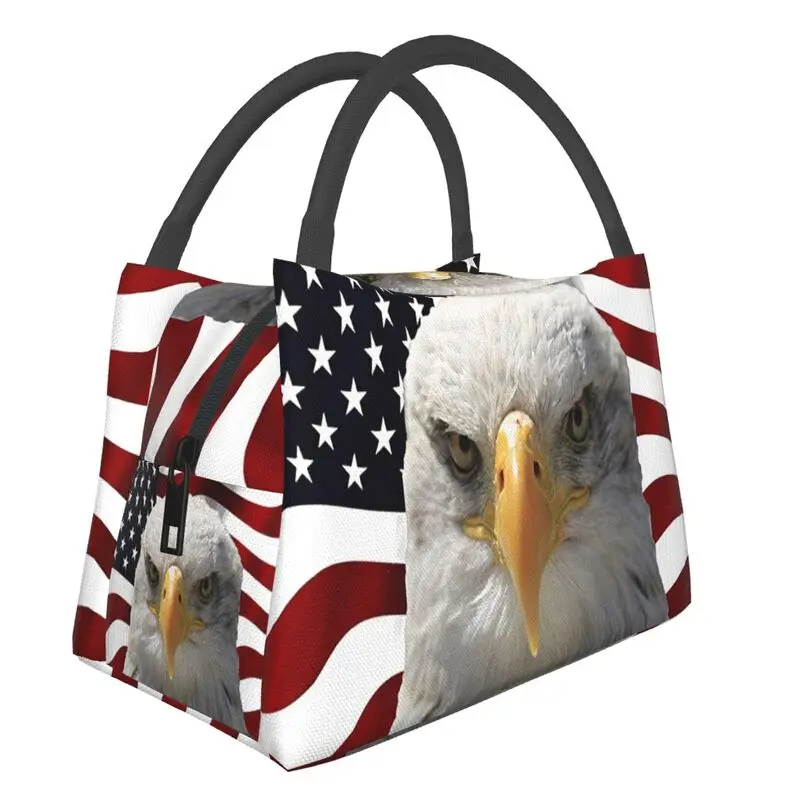 

Rogue River Tactical Mad Eagle USA Flag Thermal Insulated Lunch Bags Women US United States Resuable Lunch Tote Meal Food Box