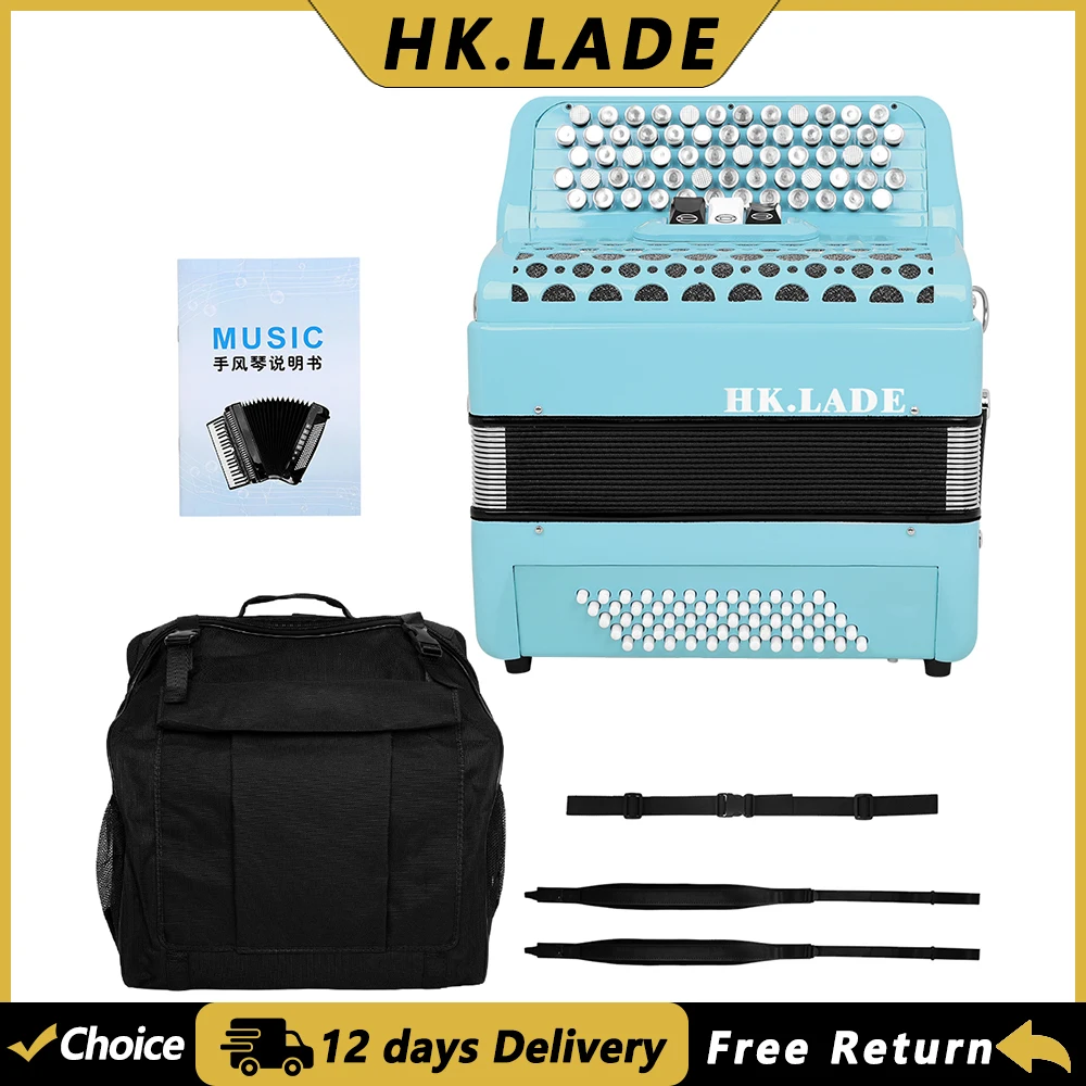 HK.LADE AH-300 62 Keys 60 Bass Accordion Multiple-voice Bayan Accordion with Bag Keyboard Instrument for Grading Performance