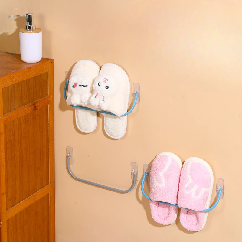 1/4pcs Shoe Rack Wall Mounted Simple Bathroom Slippers Hook Bracket Shoe Rack Storage Clothes Hanger Shoe Rack Clothes Hanger