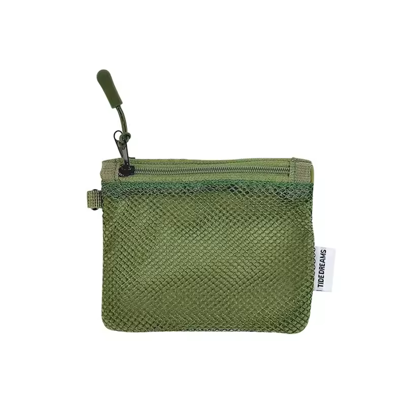 Travel Makeup Storage Bags New Mesh Coin Purse Simple Portable Mini Bag Multi-purpose Square Bag Double-layer Zipper Card Holder - Image 7