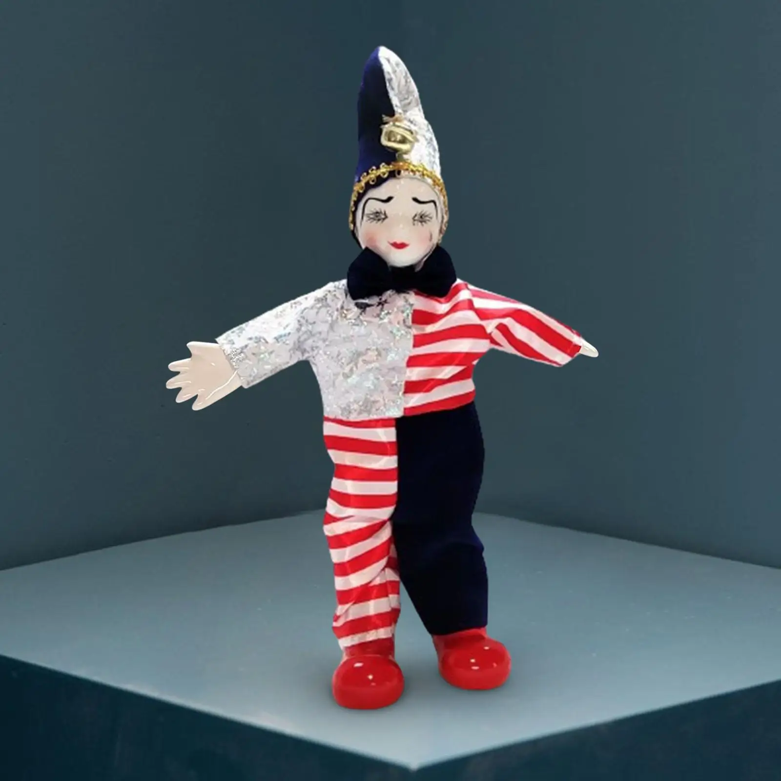 Porcelain Clown Doll Collections Toy 9.84'' Home Display Movable Joint for Arts Crafts Birthday Souvenirs Festival Party Favor