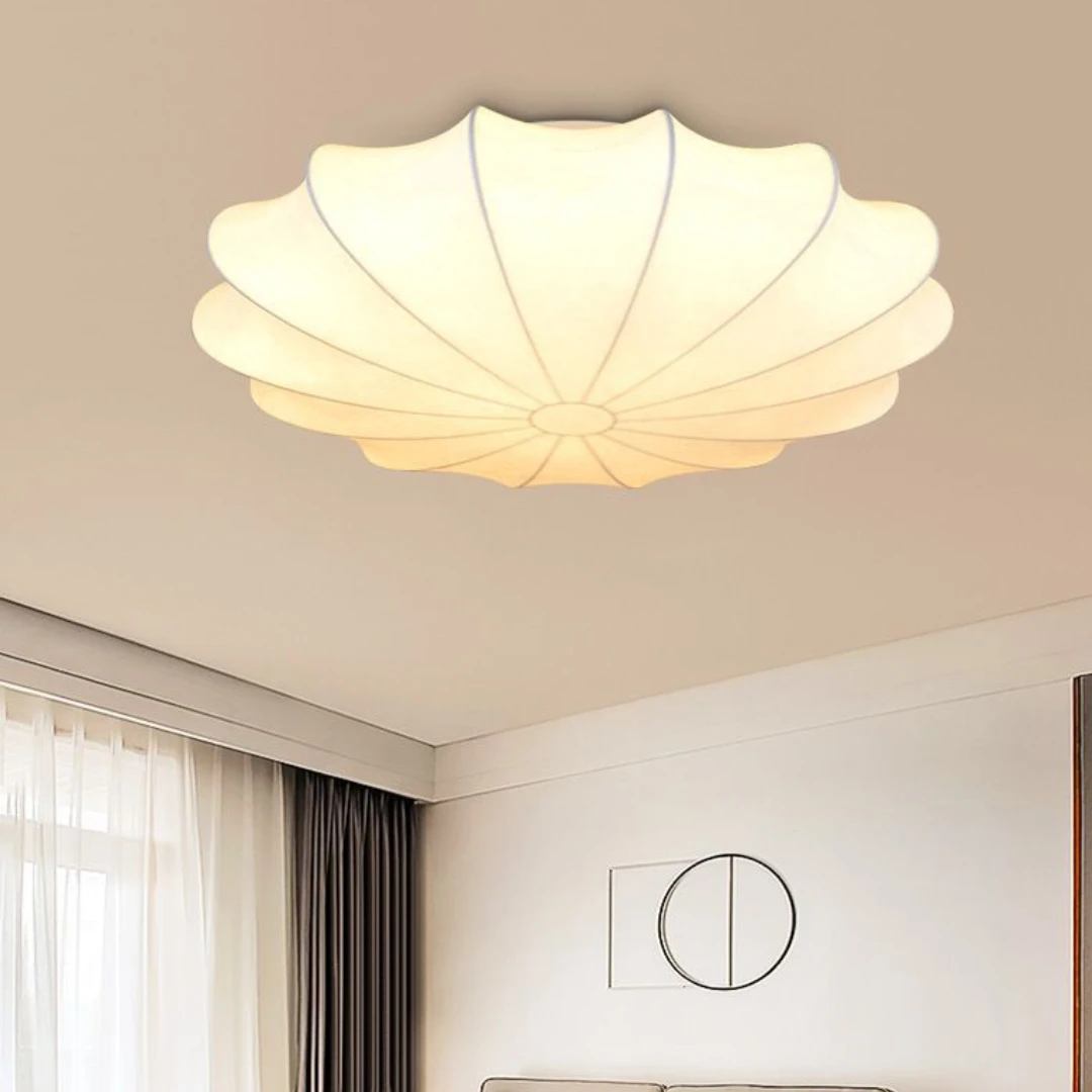 

Nordic Wabi Sabi Cream Style Ceiling Lamp Minimalist Silk Led E27 Living Room Bedroom Ceiling Chandelier Indoor Lighting Light