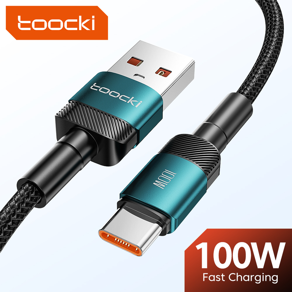  Toocki 100W 6A USB C Fast Charging Data USB Cable Type C For Huawei Honor Oneplus Realme Xiaomi Samsung USB A To C Phone Cord 