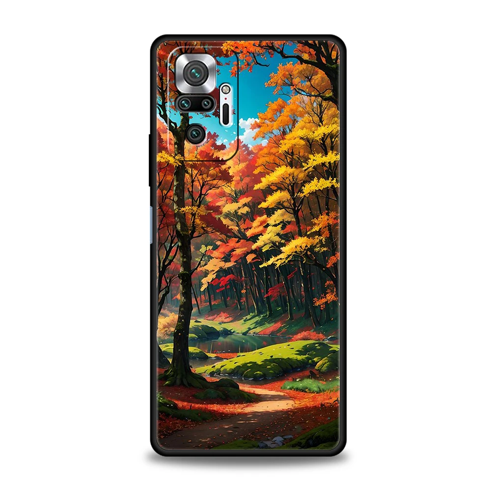 Hand Painted Forest House Phone Case Cover for Redmi 13C 10C Note 13 12 10 11 Pro 7 8T K40 K50 Gaming Pro Plus Silicone Shell