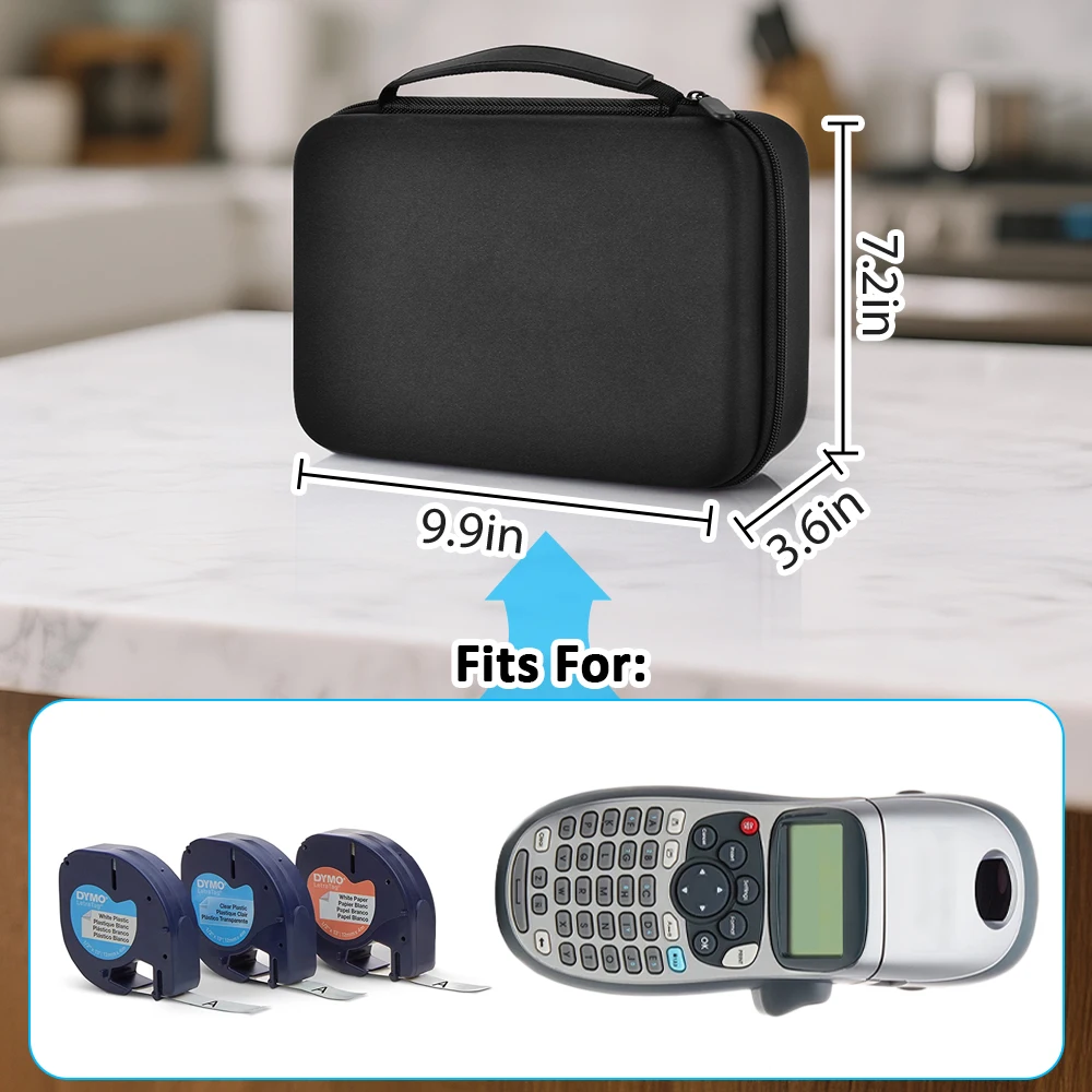 حافظة واقية لصانع الملصقات DYMO LetraTag LT-100H - تحمل الطابعة وأشرطة الملصقات والملحقات مع جيب شبكي مريح