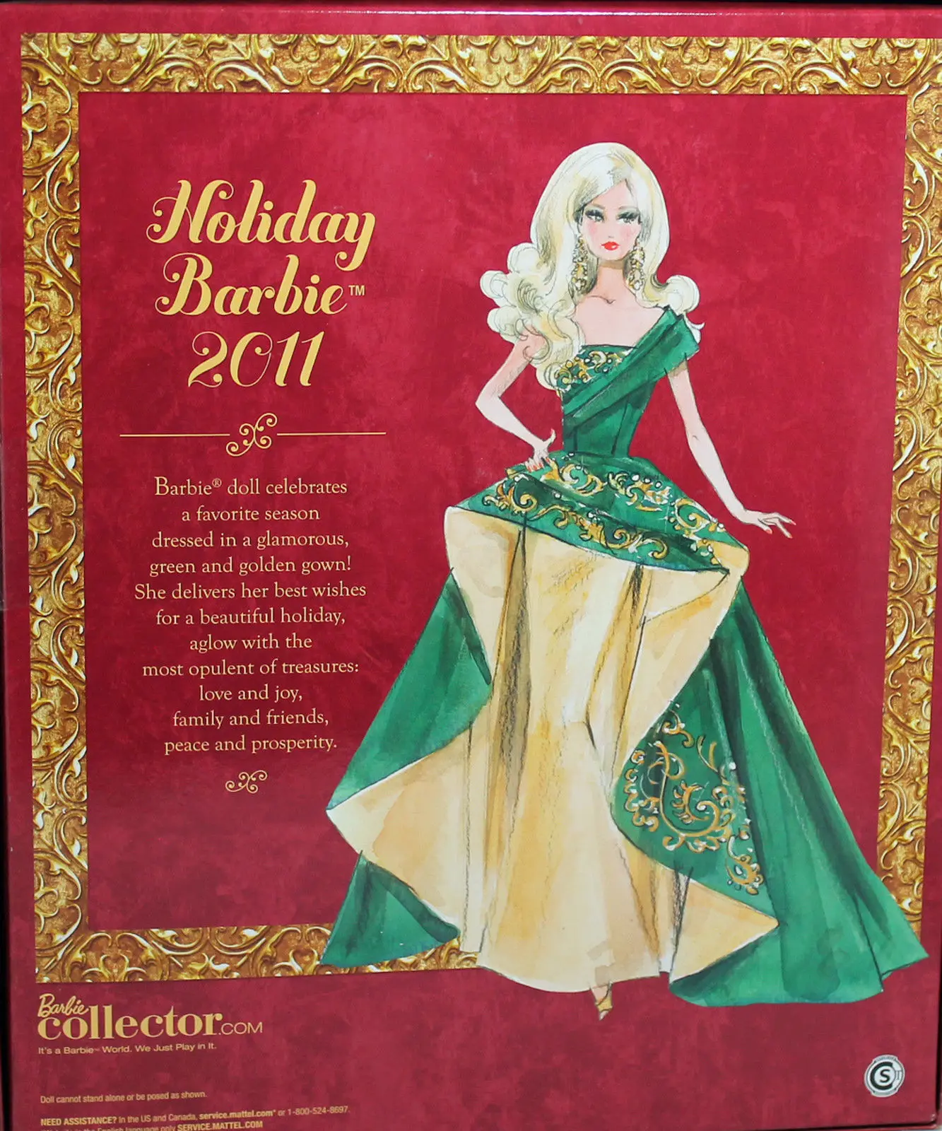 holiday barbie in green dress Stretch Deco Crepe Tie-Neck Tent Dress, Holiday main image 1