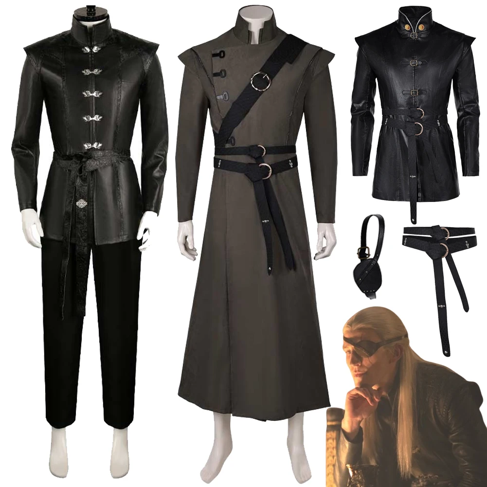 

Мужской костюм для косплея Prince Aemond, костюм для косплея по телевизору, маскировка дракона с одним глазом, нашивка, пальто, брюки, мужской костюм на Хэллоуин