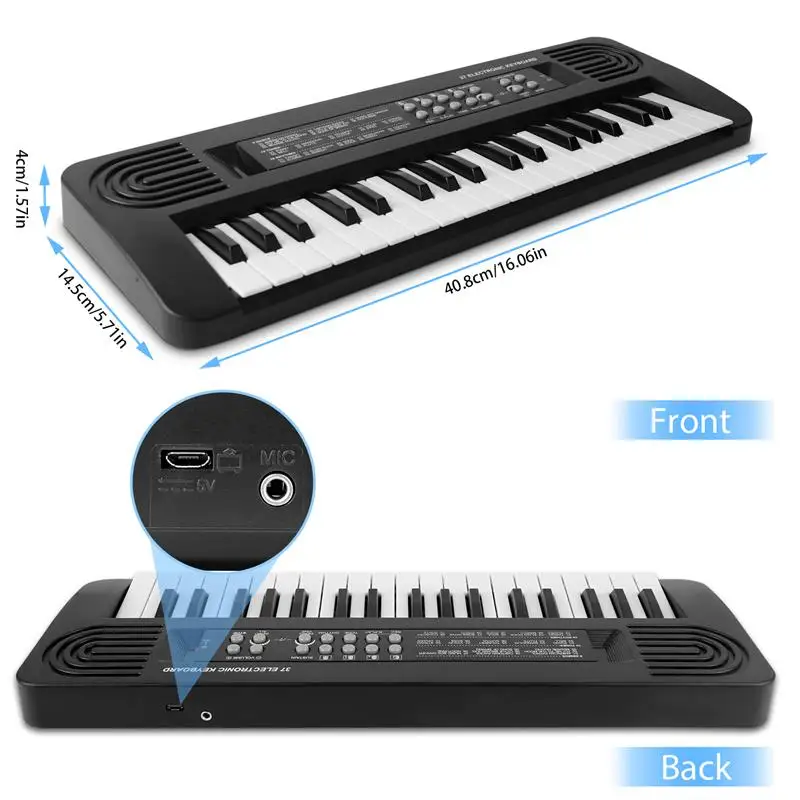 Teclado Digital de 37 teclas para niños y niñas, Piano Electrónico LED con batería, instrumento Musical, juguete educativo, regalos