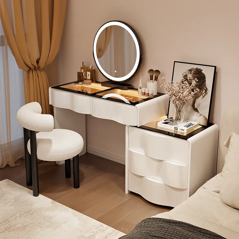 

Essentials European Vanity Desk Shelves Narrow Modern Corner Dressing Table Makeup Compact Coiffeuse De Chambre Furnitures