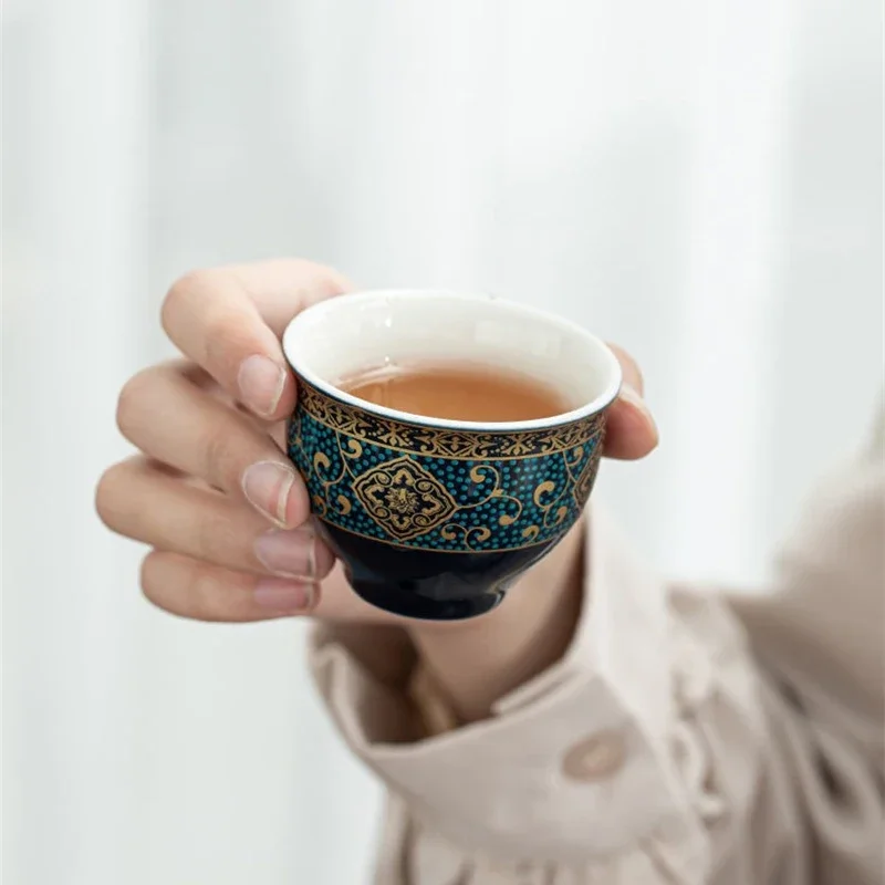 Chinese Gongfu Porcelain Tea Set with 360° Rotation Tea Maker and Infuser Portable travel Tea Cup Teapot Set All in One Gift Bag