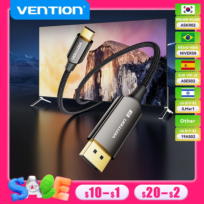 Vention USB C to DP Cable USB Type C to 8K 60Hz DisplayPort Bi Directional Cable for iPhone Tablet PC Monitor HDCP HDR DP Cord