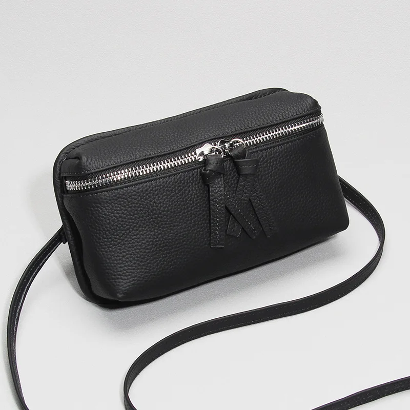 Brand Women Phone Wallet Genuine Leather Shoulder Messenger Bag Female Clutches Purse Light Weight Small Crossbody Bag Black