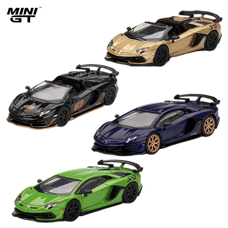 نموذج مصغر لعمود الضغط من سبيكة Aventador SVJ باللون الأرجواني من MINI GT 1:64، ديكور للبالغين، هدية عيد ميلاد للأطفال