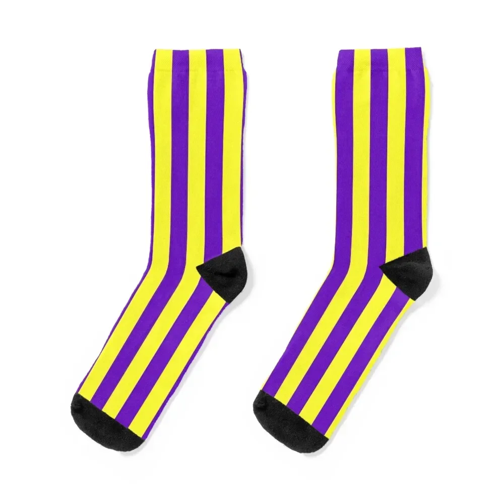 

Neon purple and yellow Horizontal Stripes Graphic Socks Wholesale anti slip football Socks Man Women's