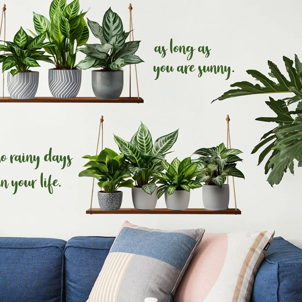 

1 set 1 Set Potted Plant Wall Decal Greenery Home Decor Sticker For Room Nursery Living Room Bonsai Wall Art Adhesive Cling