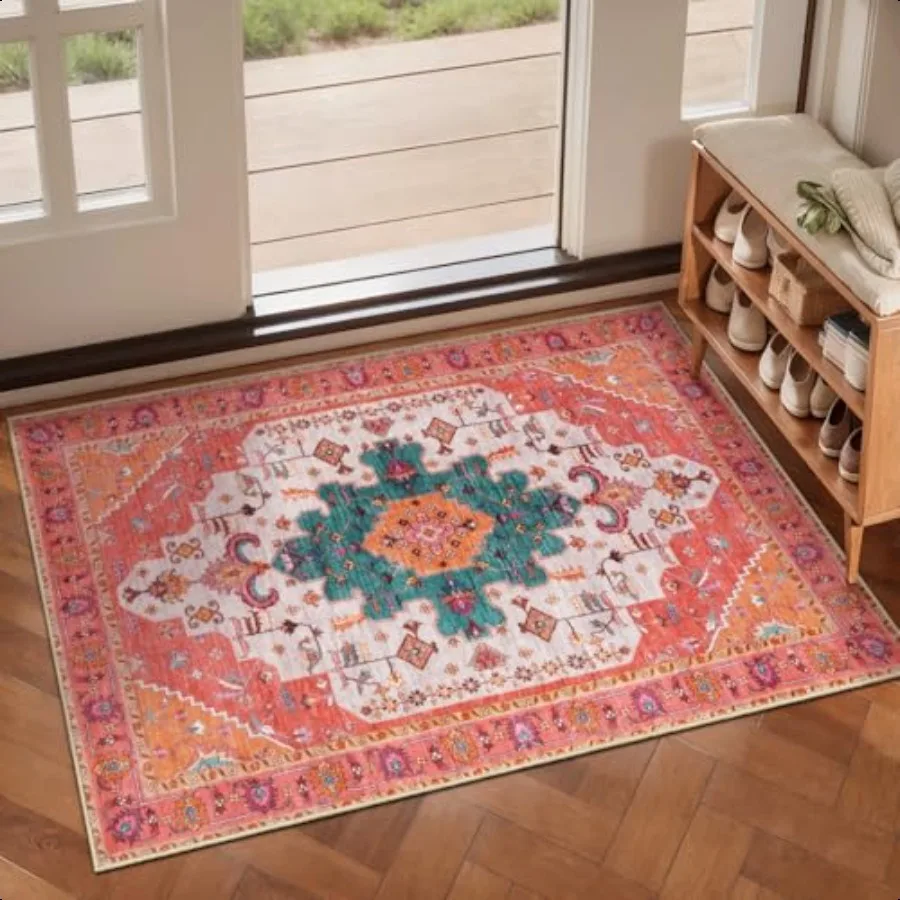 

Washable Area Rug 2x3ft Small Boho Rug Ultra Soft Rugs for Entryway NonSlip Entry Rugs Oriental LowPile Indoor Mat Floor Carpe