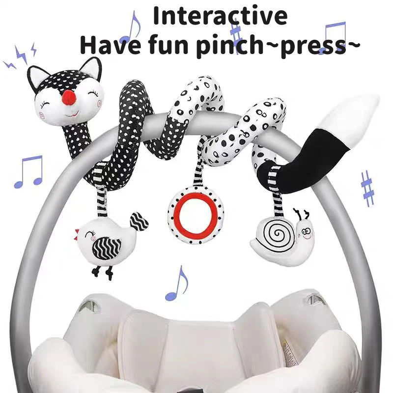 Baby Spiral Plush Toys Car Seat Toys Baby Crib Hanging Rattles Toys Baby Stroller and Crib Mobile Baby Activity Sensory Toy Gift