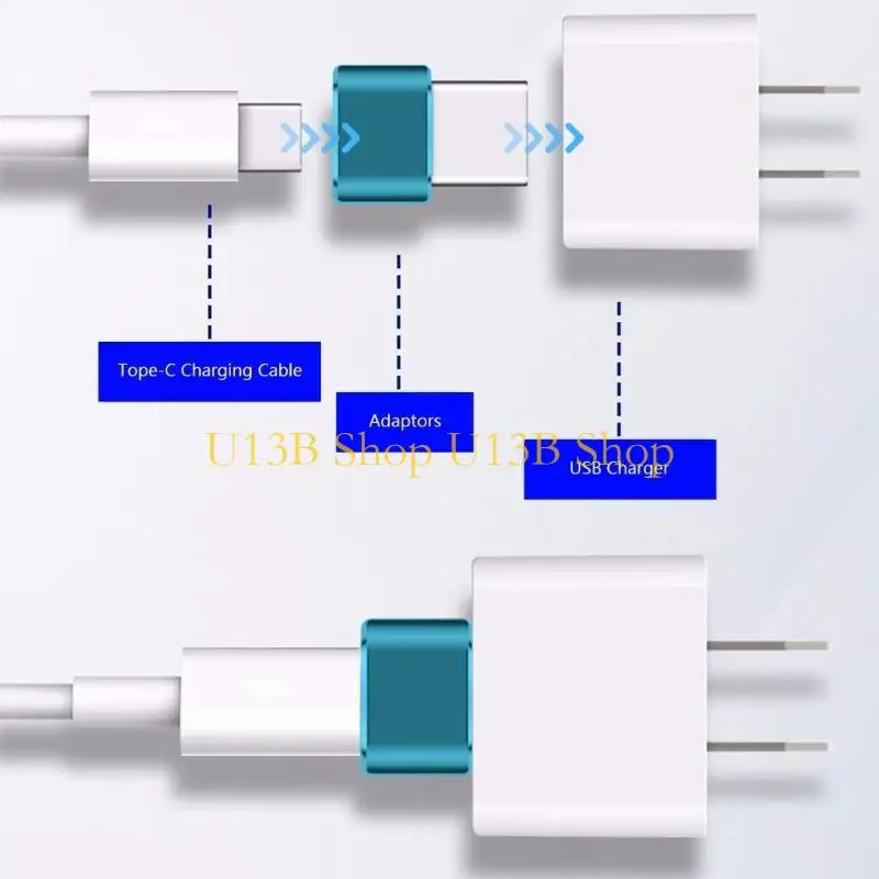 Adaptador carga teléfonos U13B USB2.0 a USB C Convertidor Soporte carga y transmisión para tabletas Caso