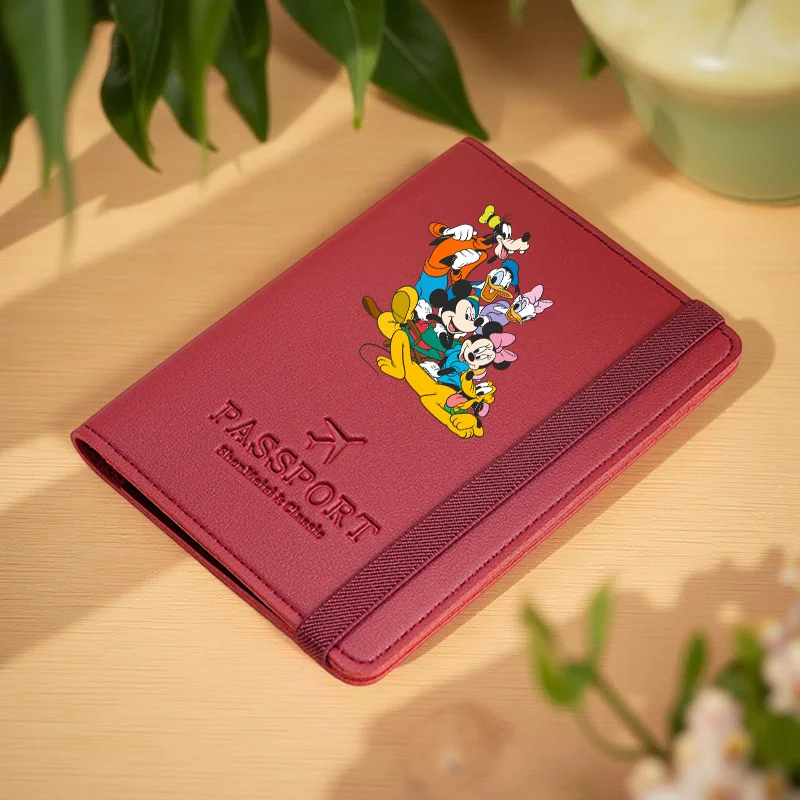 Mickey and Minnie Passport Wallet - Travel Card Holders with Drawstring Closure for Daily Commute & Holiday Use,Passport Holder
