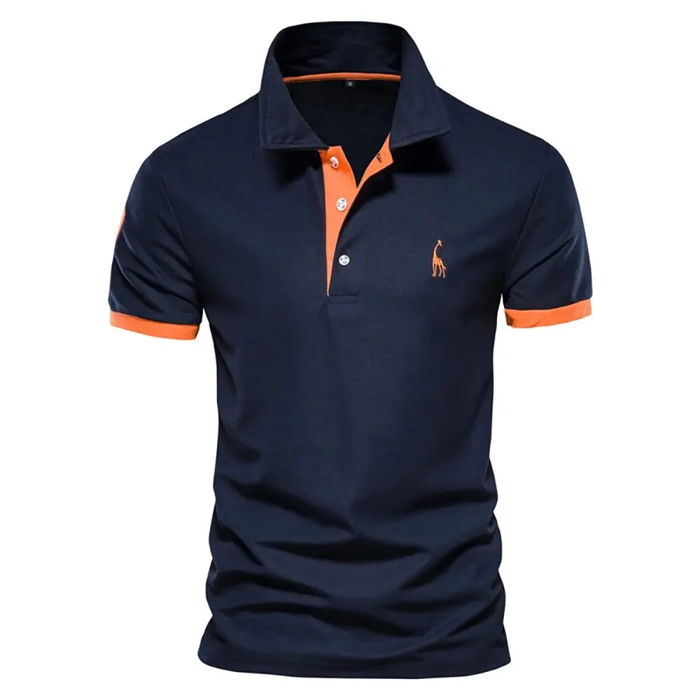 Dropshipping Polo Żyrafa Koszula Męska Jakość Haft Lato Krótki Rękaw Polo Casual Business Social Męskie Polo Rozmiar BR — zdjęcie 2