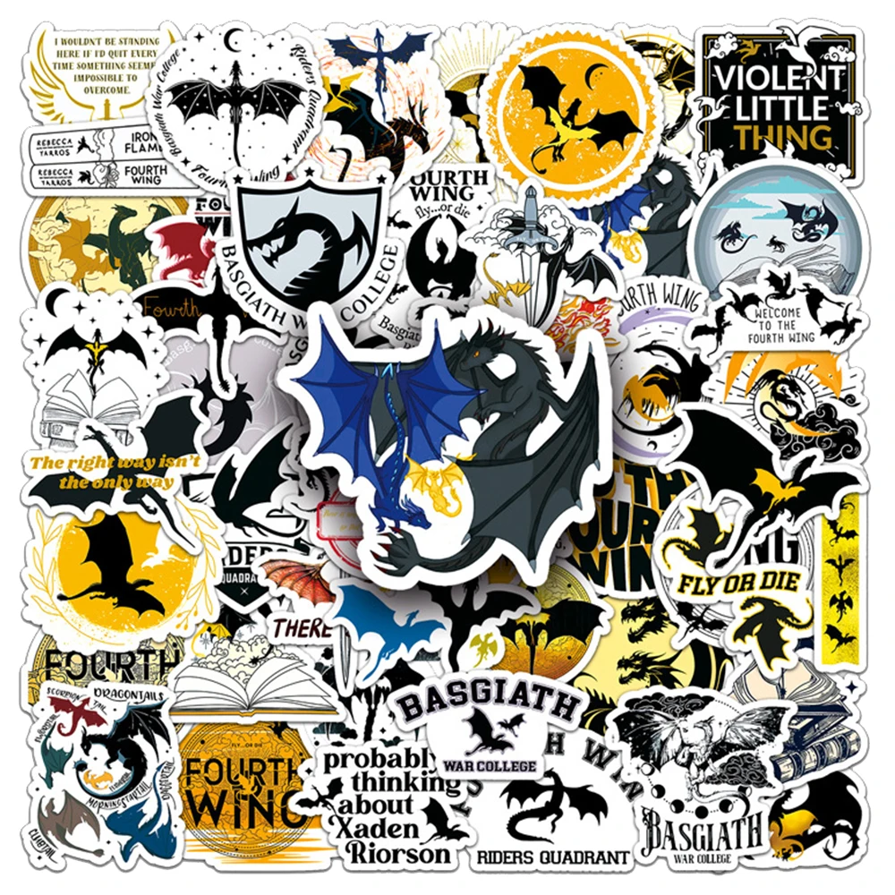 10/30/50PCS Fourth Wing Cartoon Stickers Pterosaur Stickers DIY Luggage Laptop Phone Guitar Car Bike Skateboard Decals Kids Toy