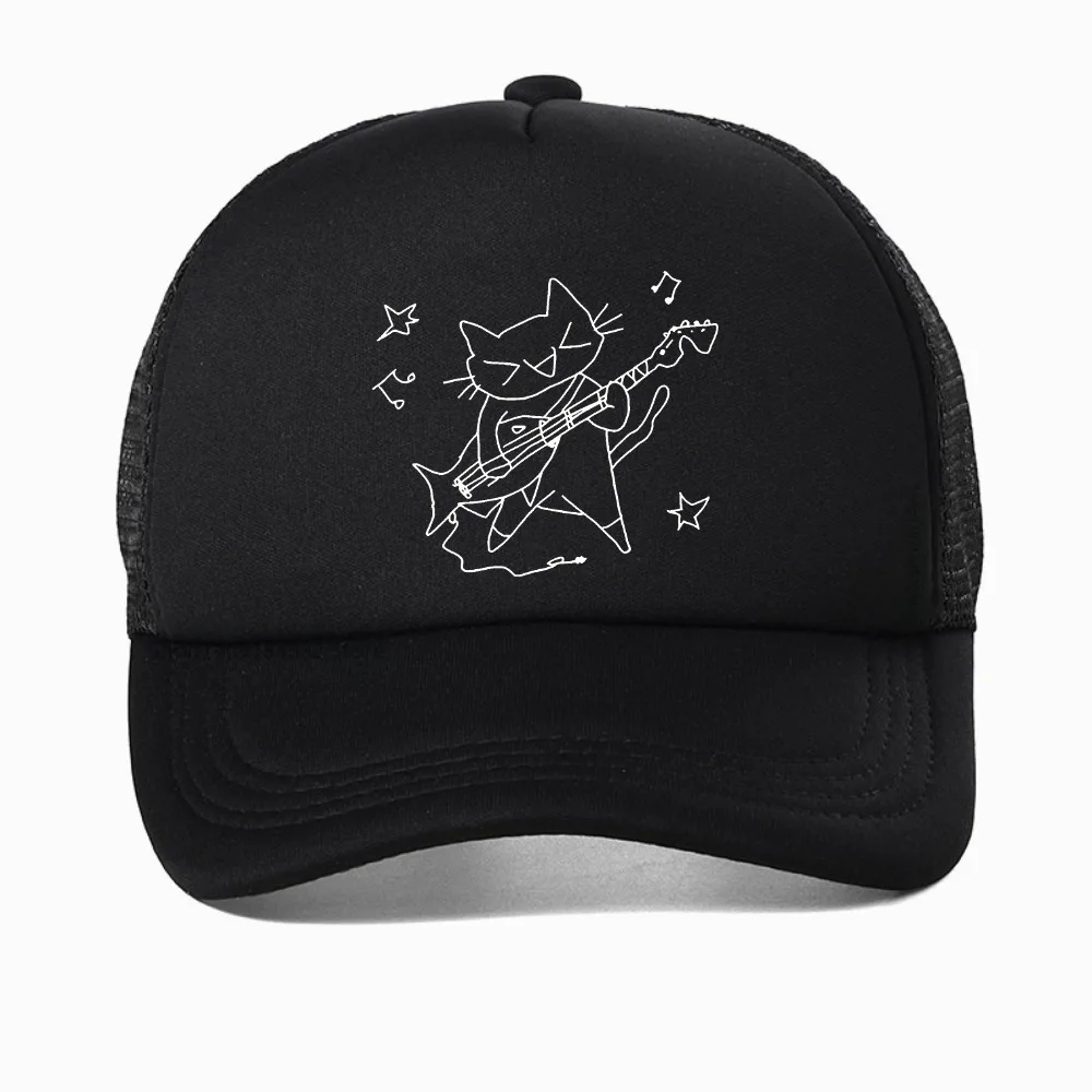 

Music Is My Life Cat Graphic baseball cap unisex Summer Fashion visor hat outdoor Adjustable mesh breathable Trucker hats