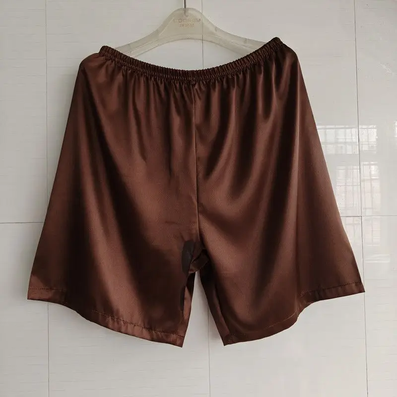Summer Glossy Print Satin Men's Shorts Underwears Male Plus Size Casual Sleeping Bottoms