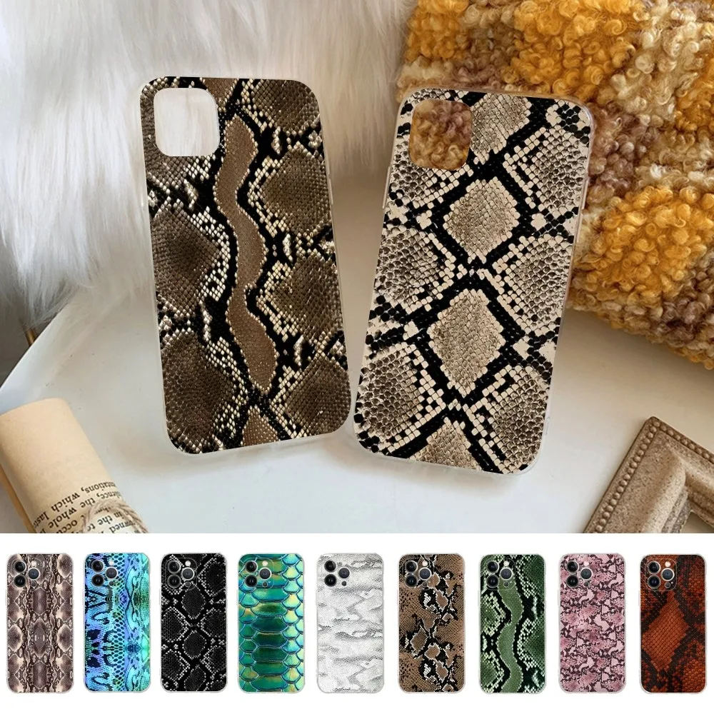 Snakes Skin Phone Case For iPhone 15 14 13 12 Mini 11 Pro XS Max X XR SE 6 7 8 Plus Soft Silicone Cover