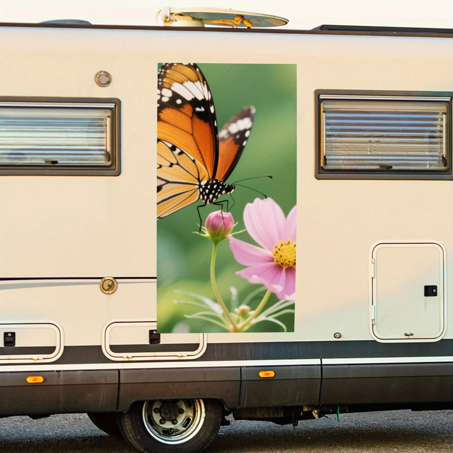 

Автомобильная наклейка «Бабочка на цветку космоса», виниловая наклейка на сторону дома на моторику, водонепроницаемая самоклеящаяся виниловая наклейка на