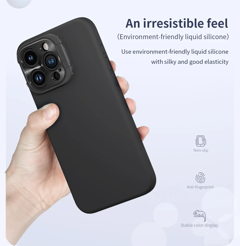 NILLKIN for iPhone 15 Pro Max/15 Pro Lens Wing Magnetic Case Invisible phone holder bracket anti fall Liquid silicone cover