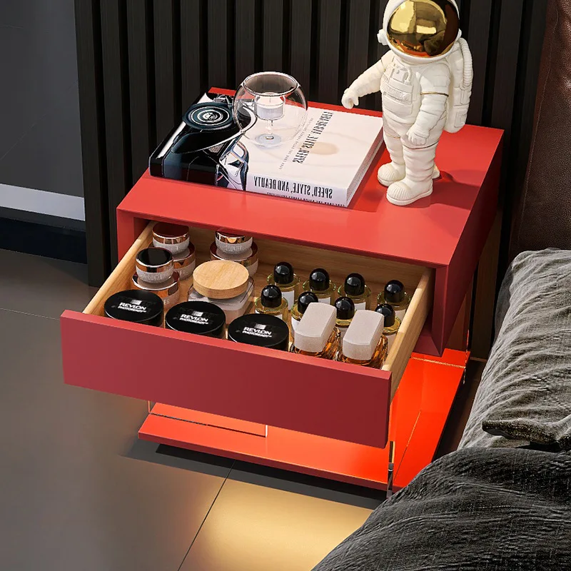 طاولة بجانب السرير معلقة بطلاء إيطالي بسيط وحديث، خزانة بجانب السرير، رف إبداعي بجانب السرير #3