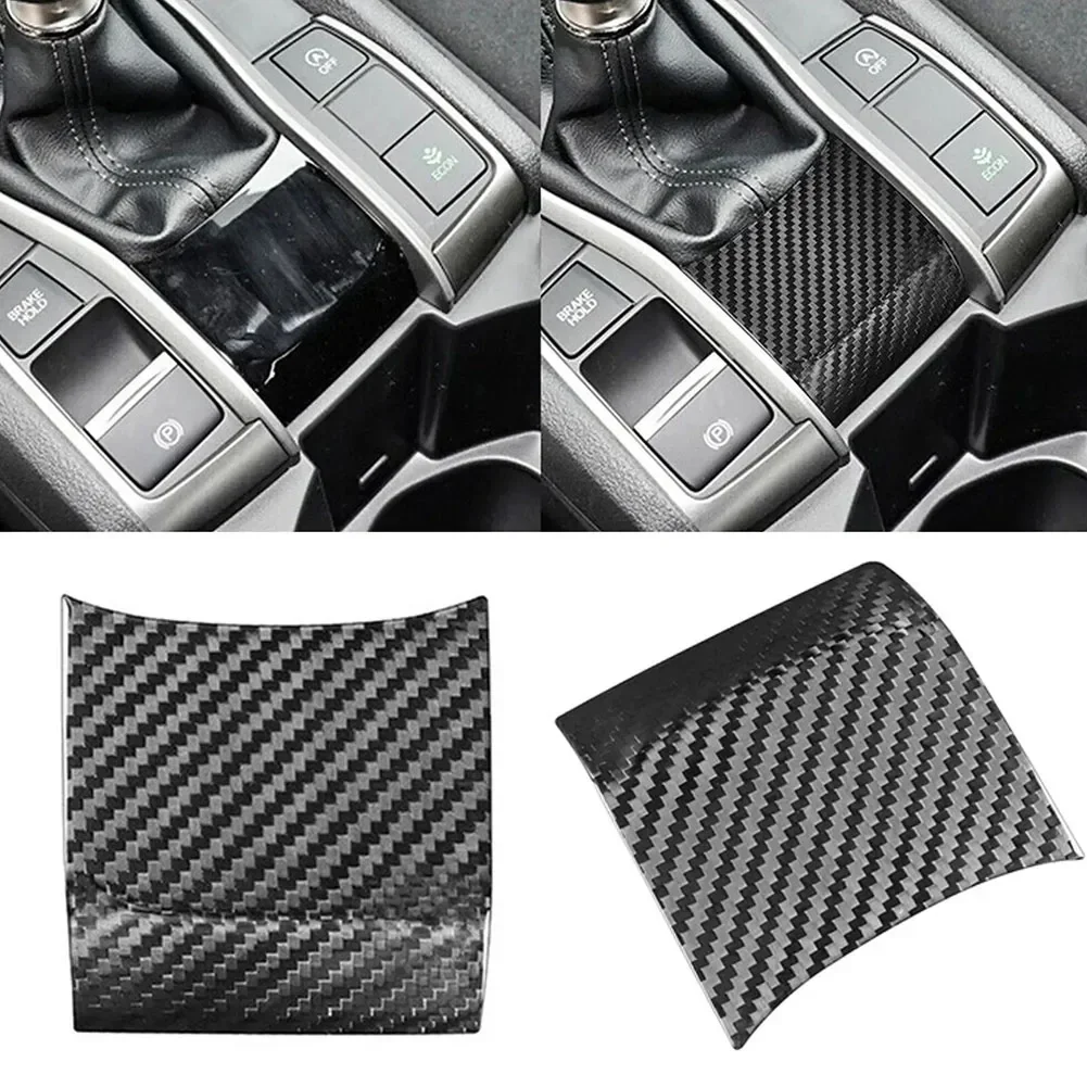 Newest Dry Carbon Fiber Console Manual Gear Shift Base Cover For Honda For Civic 10th Direct Replacement Car Accessories